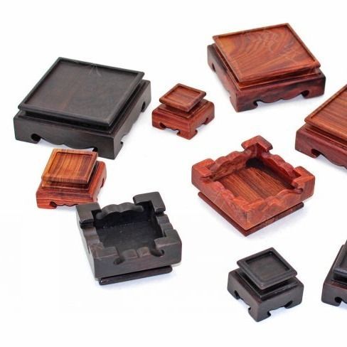 Mahogany Con dấu vuông Jade Seal Base Square Base Ebony Solid Wood Jade Crafts Đồ trang trí Giá đỡ b