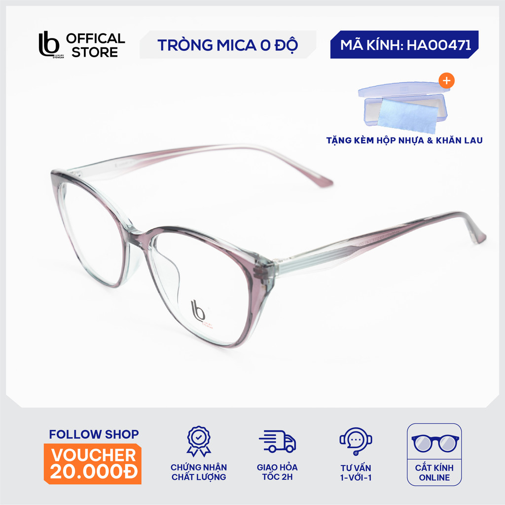 Gọng kính mắt mèo LB Eyewear HA00471 mắt kính giả cận thời trang, chất liệu nhựa, nhẹ hơn 30% không 