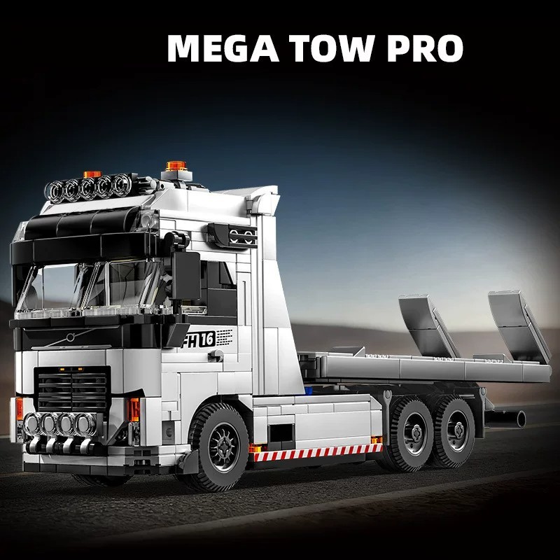 Khối xây dựng Leyi Volvo FH16 Trailer Xe tải phẳng Mô hình xe tải Đồ chơi lắp ráp