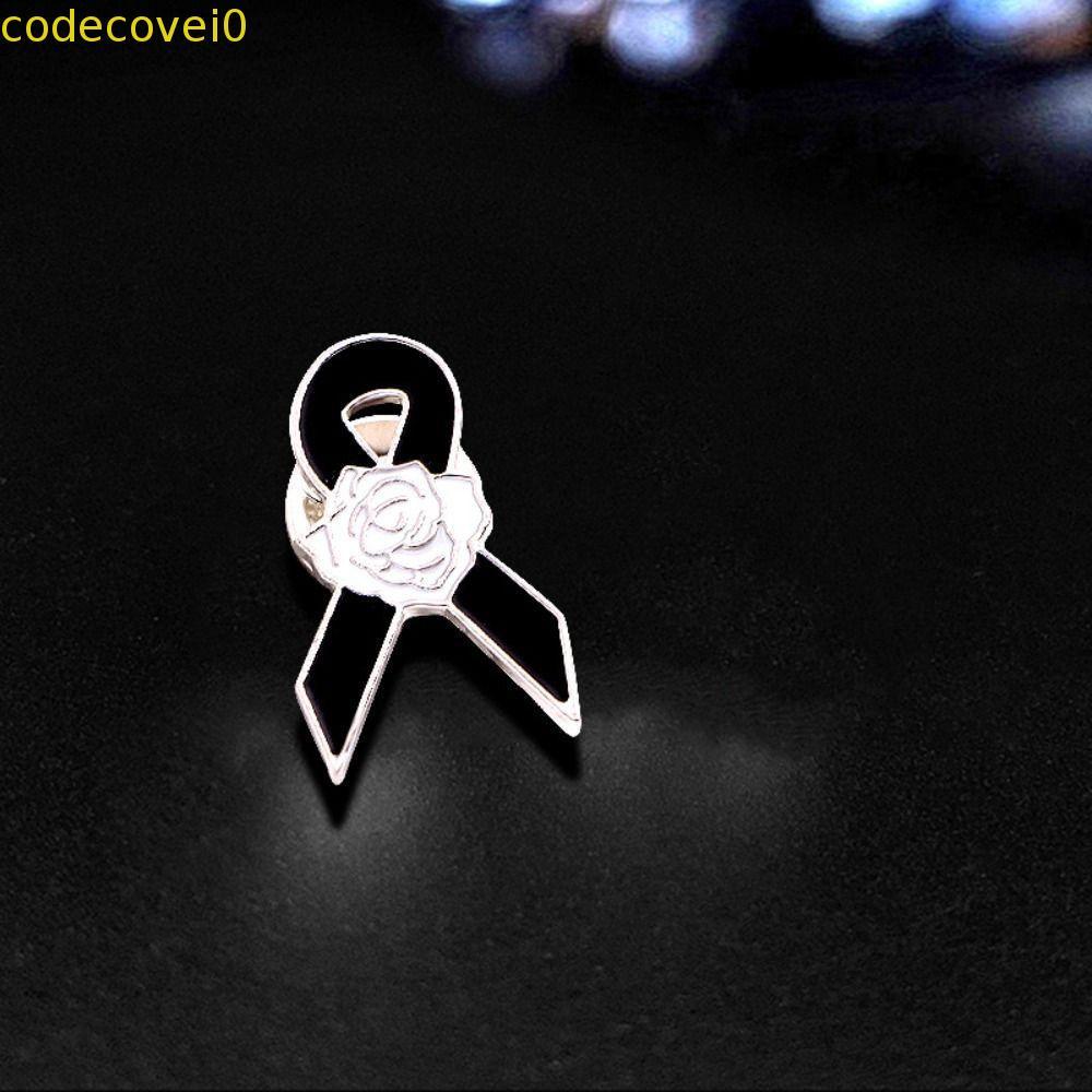 MCODECOVEI Đen Ruy Băng Pin, Ve Áo Nhận Thức Pin Tang Lễ Ruy Băng Huy Hiệu Trâm Cài, Đơn Giản Màu Tr