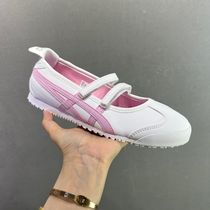 Onitsuka Tiger MEXICO 66 TGRS Flat Gót Ballet Mary Jane Giày Trắng