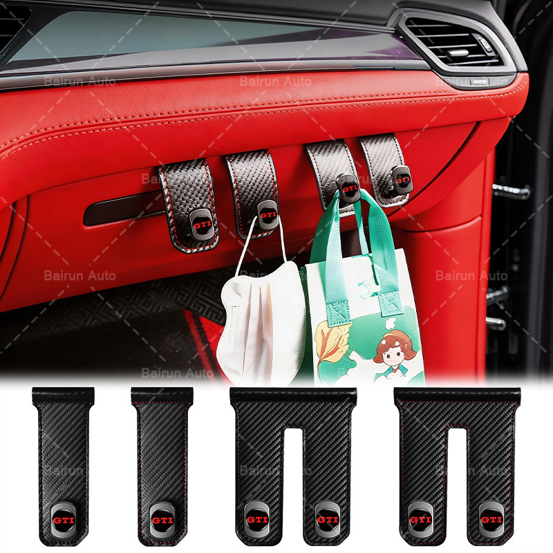 1 / 2 Chiếc Ghế Hành Khách Ô Tô Móc Đa Năng Sợi Carbon Treo Xe Móc Kép Cho POLO Golf 5 6 Thế Hệ 7 GT