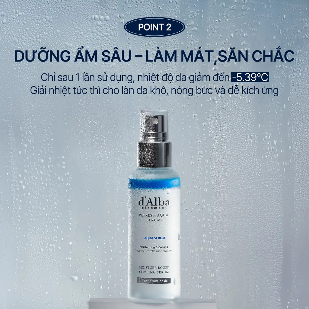 [Long Chun x d'Alba] [100ml] [Aqua Serum] Serum dạng xịt cấp ẩm, làm mát da d'Alba Refresh Aqua Seru