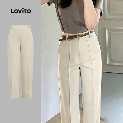 Quần nữ Lovito kaki nhạt xuân hè dây kéo phong cách thường ngày L189ED029