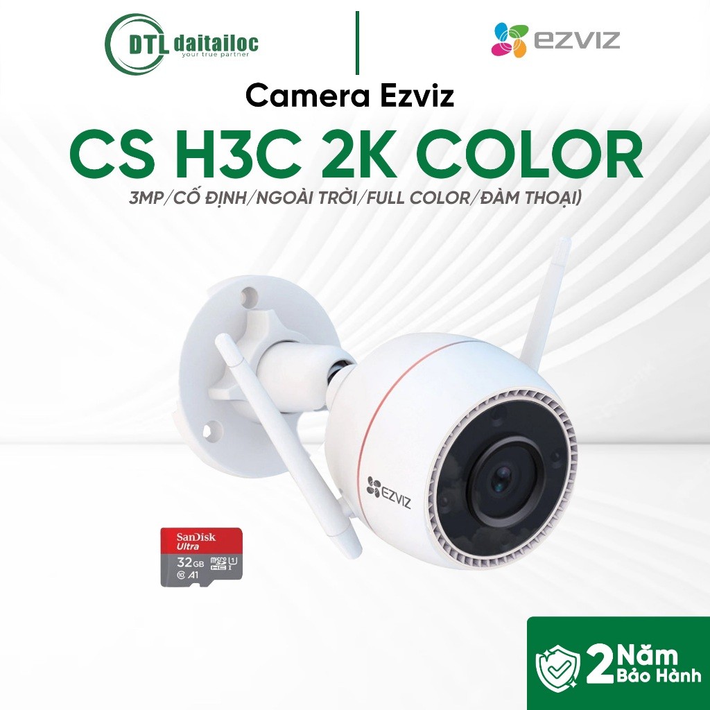 Camera Ezviz CS H3C 2K COLOR (3MP / CỐ ĐỊNH / NGOÀI TRỜI / FULL COLOR / ĐÀM THOẠI)| Chính Hãng | Bảo Hành 24 Tháng