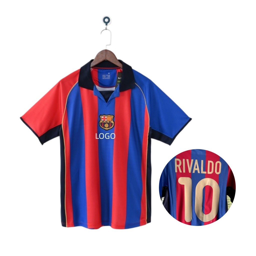 2001 / 02 Barcelona Home Retro Edition Áo bóng đá tay ngắn #10 MESSI