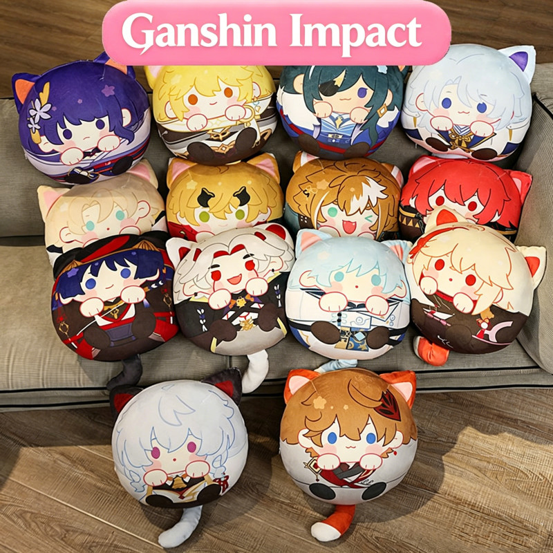 Gối tròn Genshin Impact Raiden Shogun Zhongli Tartaglia Wanderer Itto Ayato Plushie Kawaii Genshin F