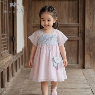 Dave Bella 6M-9Y Váy Lưới Hanfu Cho Bé Gái Thêu Mùa Hè Sườn Xám Đầm Cổ Vuông Dễ Thương DB2261638