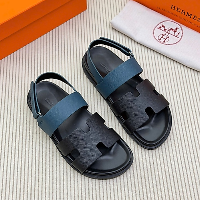 [Tặng Kèm Hộp] Dép Sandal HM Quai Đen Phối Xanh Navy