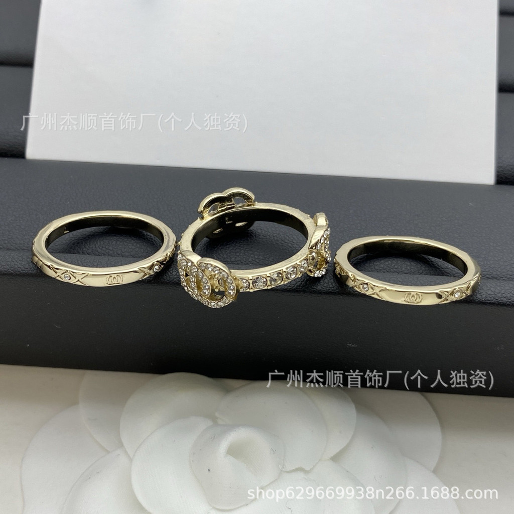 VKME New diamond-encrusted three-in-one diamond ring C Fashion ring