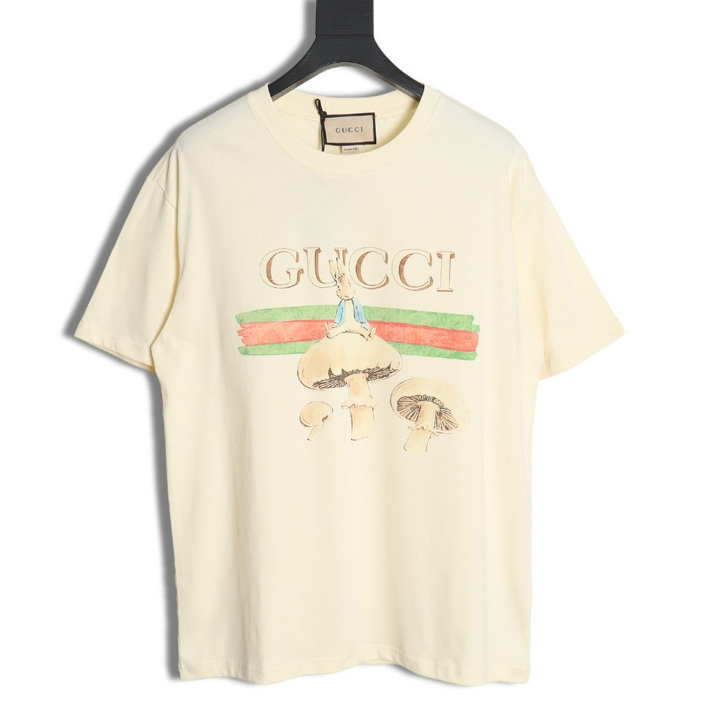 GUCCI GUCCI Nam Nữ Plus Size Tay Ngắn Phong Cách Cặp Đôi Thoải Mái 100% Cotton Tùy Chỉnh Niche Hợp T