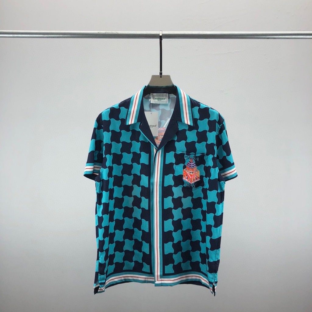 3HA3  CASABLANCA  Short Sleeve Shirt Unisex top with front and back letter print design, fashionable