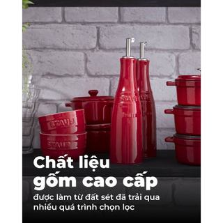Staub - Bộ bình gốm đựng dầu màu đỏ cherry