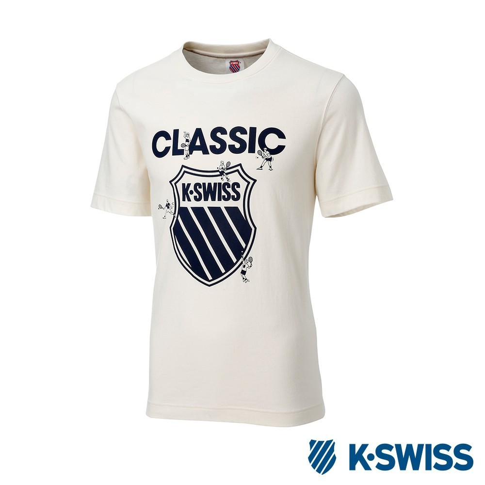 KSWISS mùa hè giản dị Áo thun xu hướng cotton lá chắn logo in chữ cổ tròn tay ngắn xdf