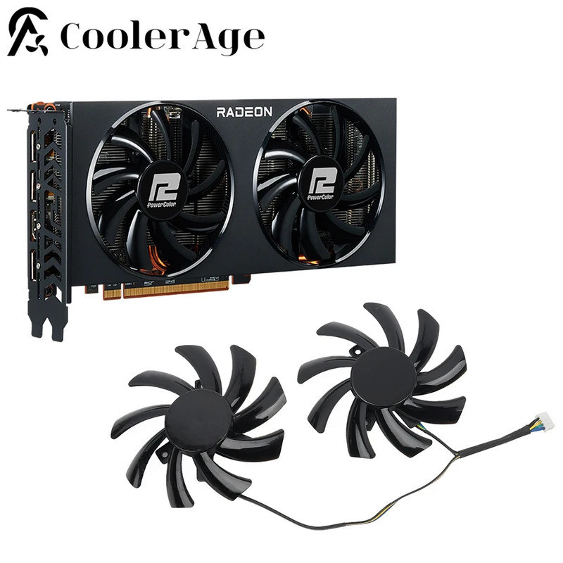 85mm T129215Quạt card đồ họa BU RX 5700 5500 XT ​Dành cho quạt làm mát Powercolor Fighter AMD RX 670