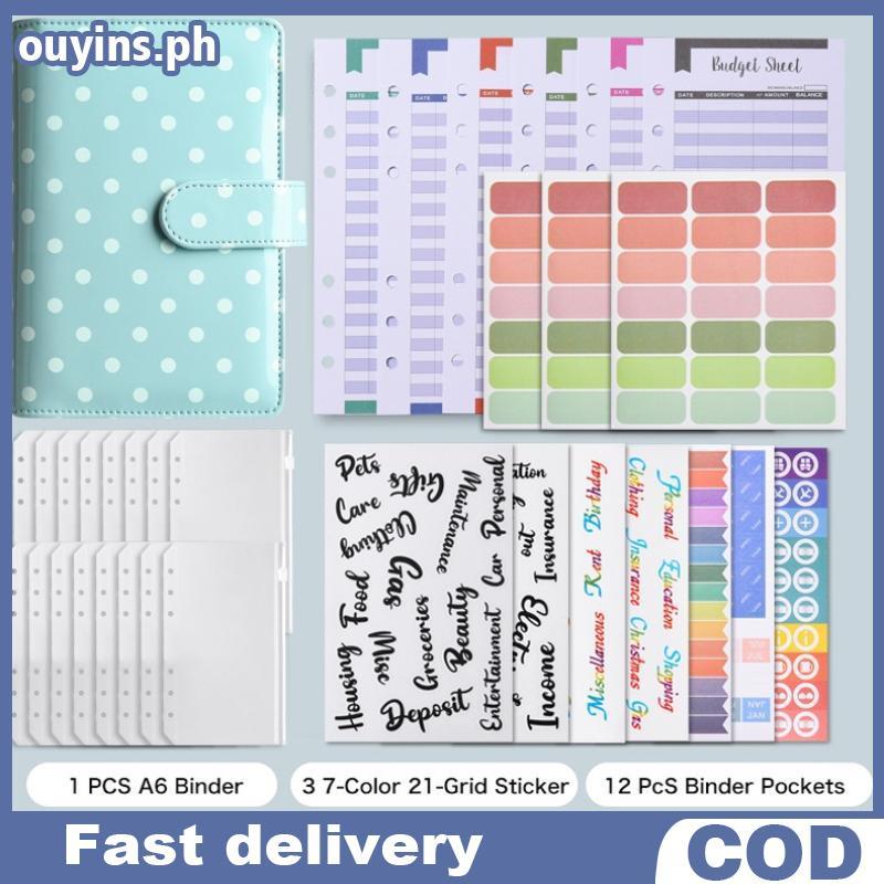 OUSY Mới A6 Sổ Tay Binder Da PU 6 Vòng Có Thể Thay Ruột, Bìa Sổ Kế Hoạch Cá Nhân A6 PH