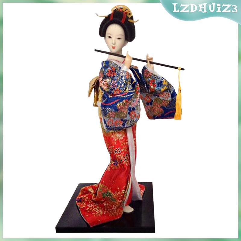 Bức tượng Geisha Nhật Bản 12 Inch, Đồ thủ công phương Đông, Búp bê dân tộc truyền thống Nhật Bản, Bú