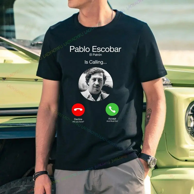 Áo thun nam Pablo Escobar In hình ngộ nghĩnh Phong cách Harajuku Y2K Street Unisex tay ngắn cổ tròn
