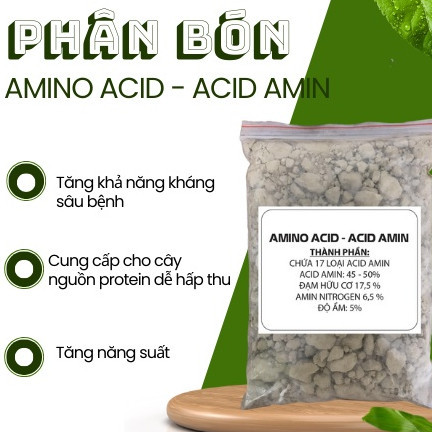 Túi 1kg PHÂN BÓN AMINO ACID 45%- 17 Loại ACID AMIN Đạm Cá cao cấp cho cây