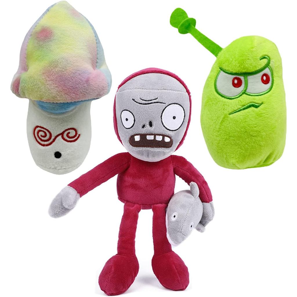 JHESAO 3 Bộ Thực Vật Và Zombies Sang Trọng Đồ Chơi Zombies Hypno Shroom, 1 2 Búp Bê Zombie Cá Heo Mề