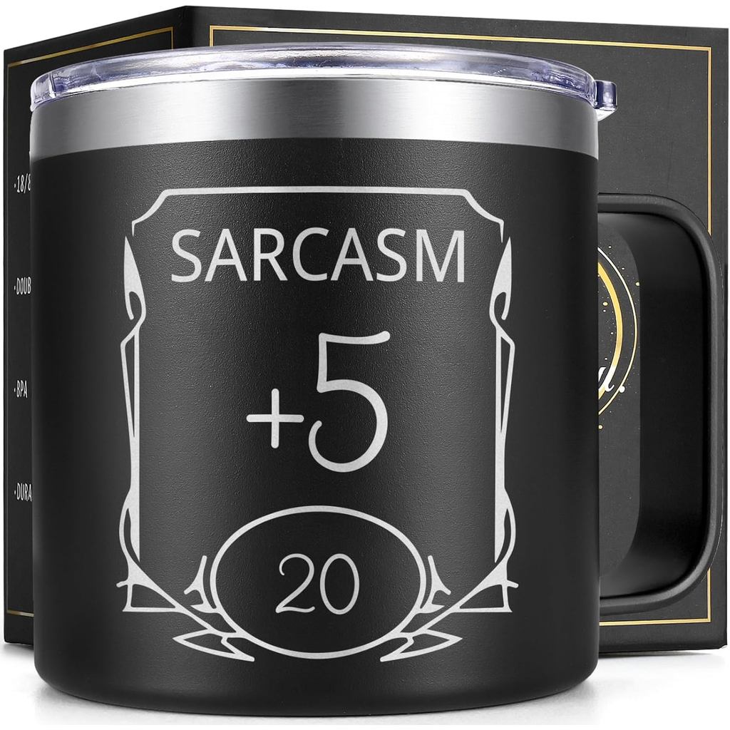 Quà tặng Lifecapido DnD, Cốc cà phê cách nhiệt Sarcasm 14oz có tay cầm, Quà tặng D & D Quà tặng sinh