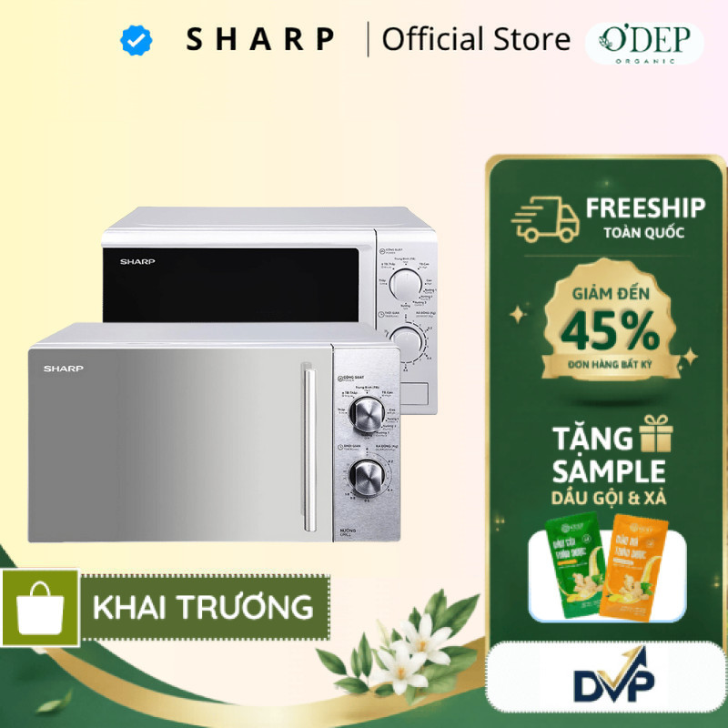 Lò vi sóng có nướng Sharp 20 lít Chính hãng, viba 700W nướng 1000W Microwave núm xoay cơ R-G222VN-S 