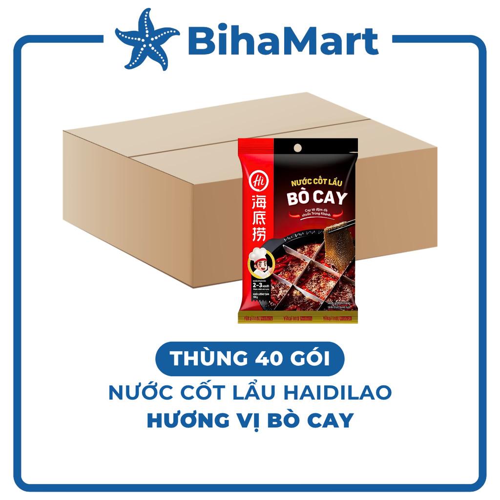 THÙNG 40 GÓI - HAIDILAO Nước cốt lẩu Haidilao vị bò cay, nước cốt lẩu bò cay Haidilao lẩu Trùng Khán