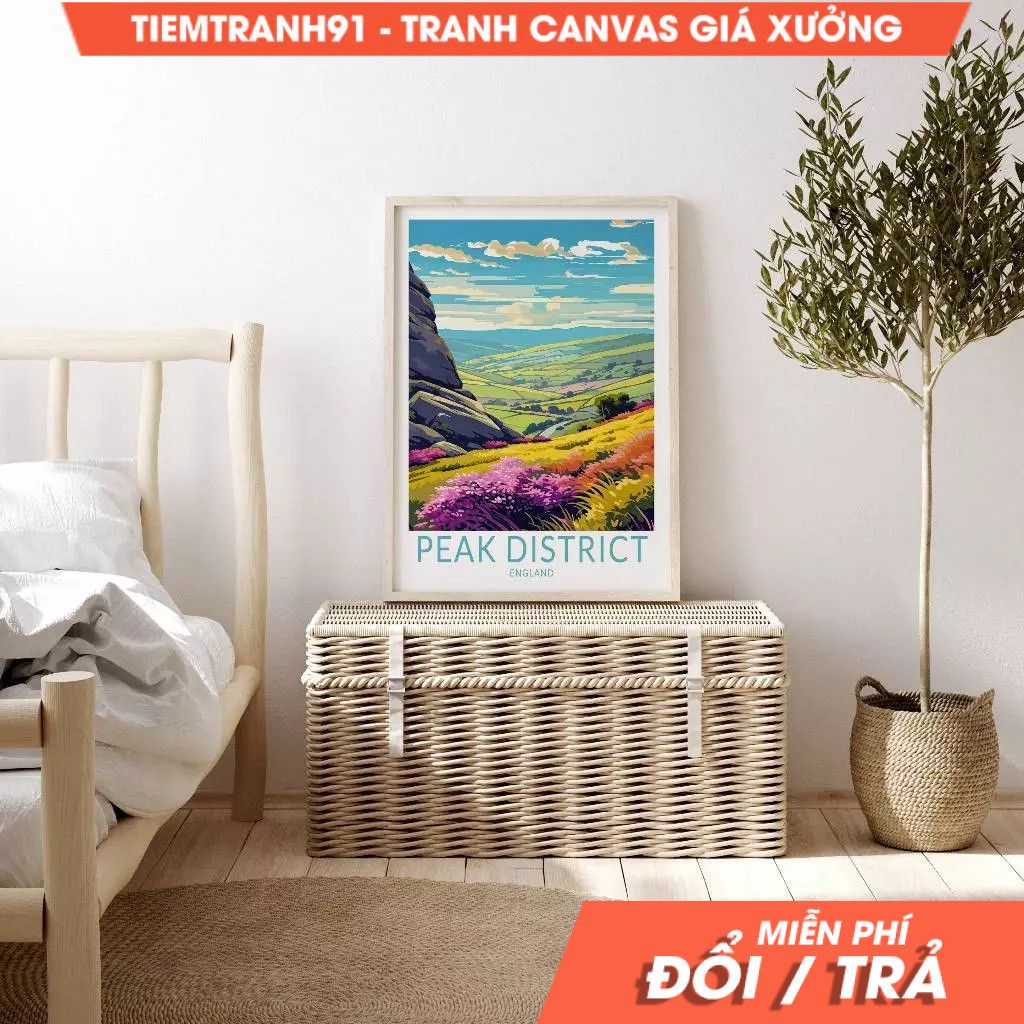 Tranh treo tường, Peak District National Park Travel, Peak District National Park Poster, Peak Distr