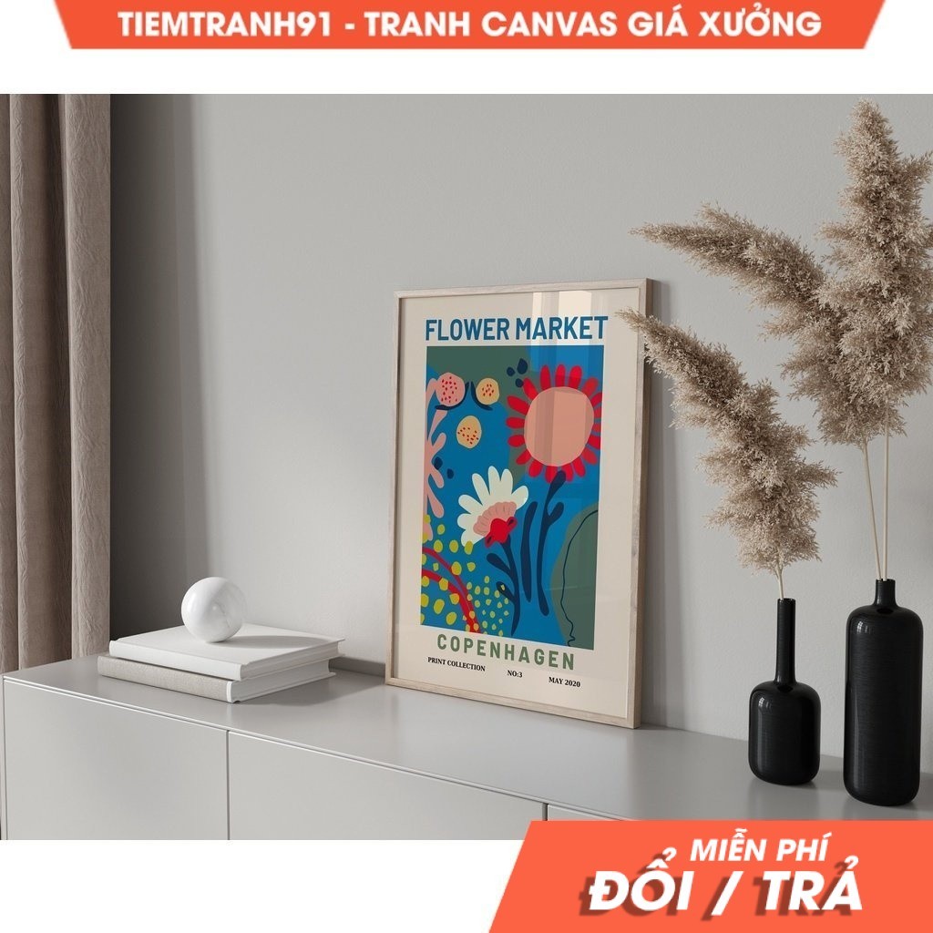 Tranh treo tường Flower Market, Flower Market Poster, Flower Market Copenhagen, Flower Shop Sign, Fl