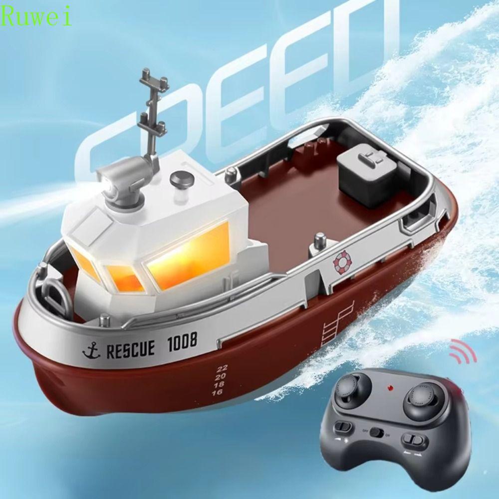 RUWEI RC Tugboat, Tàu điều khiển từ xa động cơ kép tỷ lệ 1: 32, Quà tặng sinh nhật Đèn LED Đồ chơi m