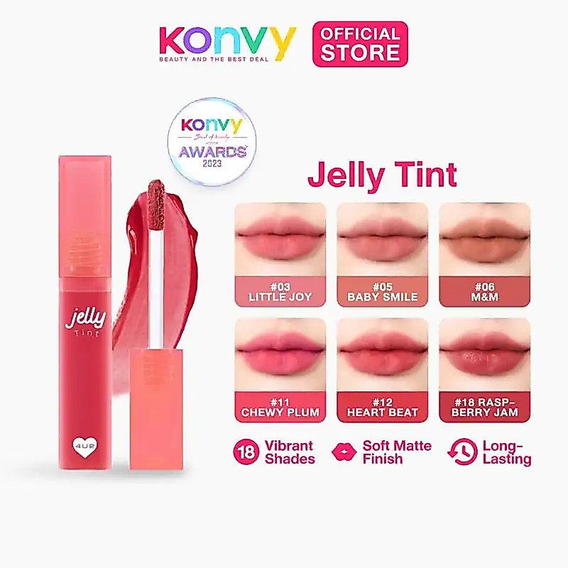 4U2 Jelly Tint 4g (Lâu trôi, Dưỡng ẩm, Sắc tố, Thuần chay, Không độc hại, Môi lỏng không chứa Parabe