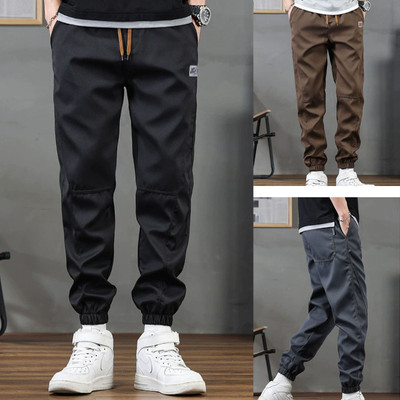 Quần Nam Màu Trơn Crop Loose Fit Đơn Giản Hàng Ngày Bảo Hộ Lao Động Quần WJF5
