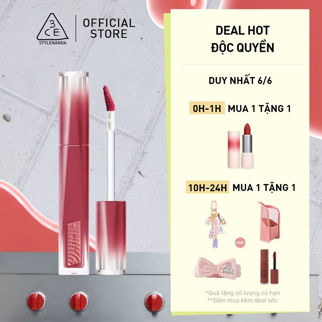 Son Tint Hiệu Ứng Pha Lê 3CE Misty Lip Bare Mỏng Nhẹ Trong Veo, Bền Màu, Mịn Mượt, Không Bết Dính | BigBuy360 - bigbuy360.vn
