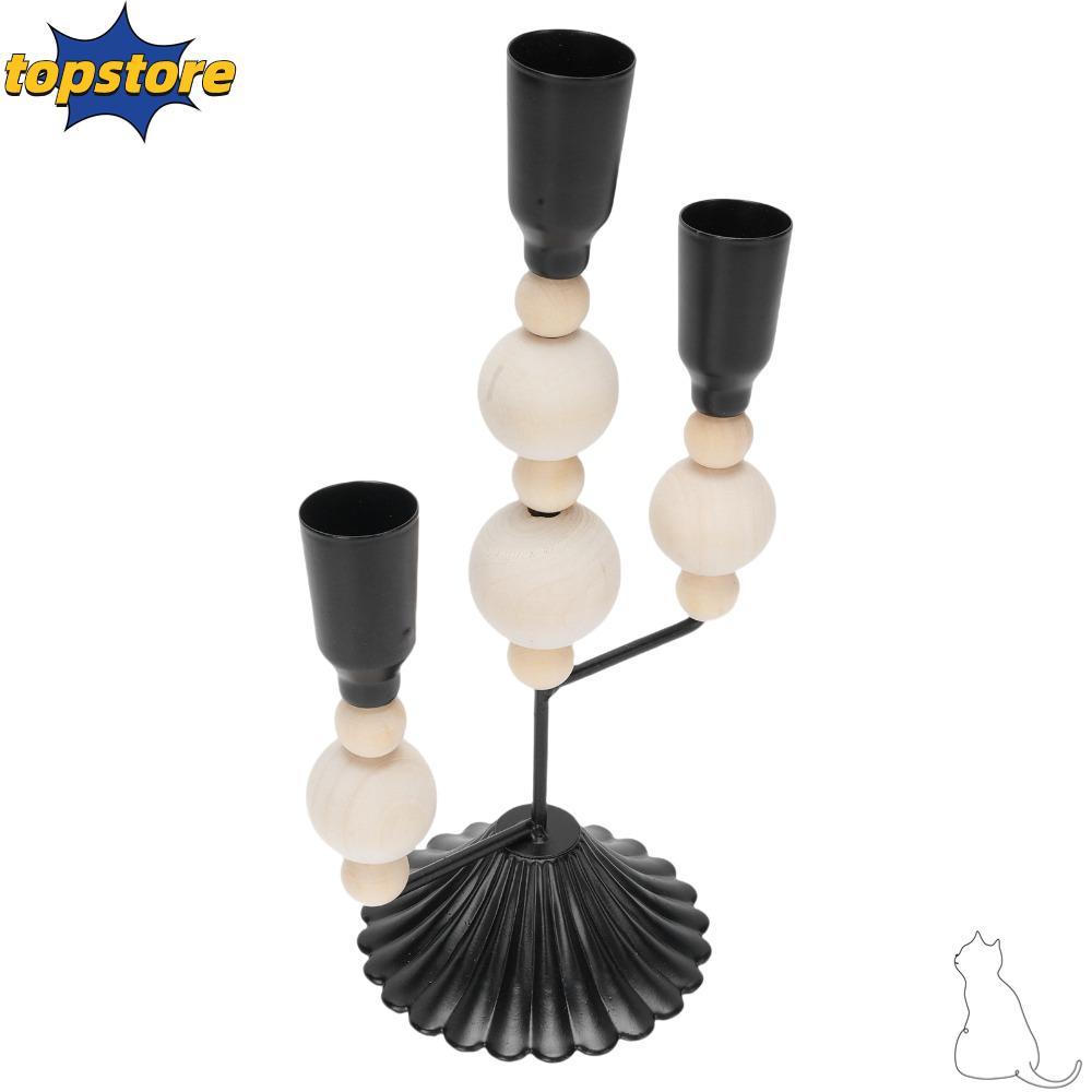 TOPSTORED Vintage Iron Beech Candle Holder, Sắt Candle Holder Tabletop Retro Candlestick, Đen 8.66in