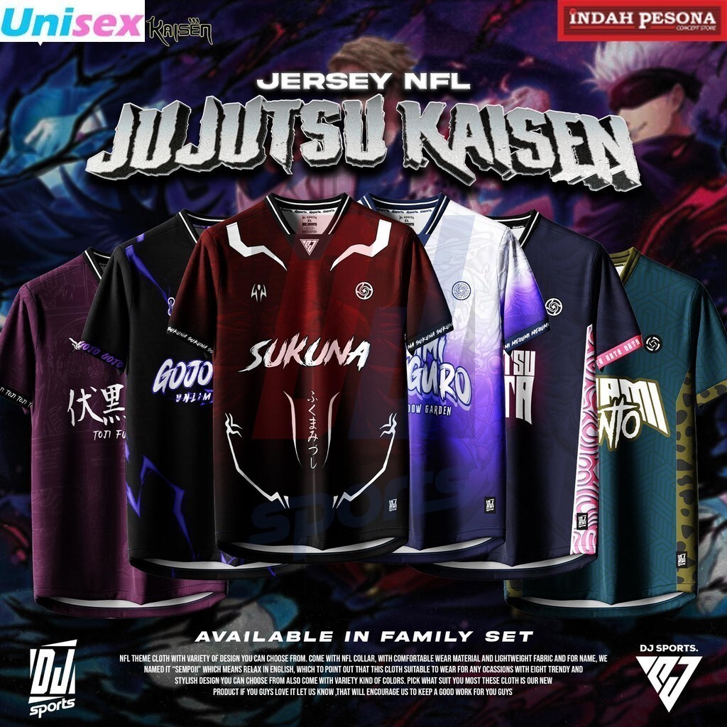 Áo thể thao Jujutsu Kaisen Jersey NFL Unisex 2025 Mới