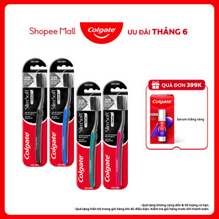 Bộ 4 Bàn chải Colgate SlimSoft Charcoal than hoạt tính kháng khuẩn siêu mềm mảnh