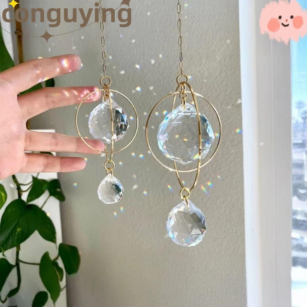 CONGUYING Crystal Sun Catcher, Galaxy Metal Suncatcher Trang sức pha lê, Mặt dây chuyền trang trí xe
