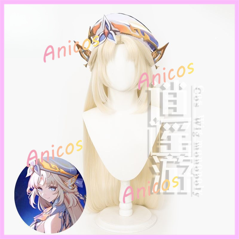 Genshin Tác Động Nicole Reeyn Cosplay Tóc Giả Dài Vàng Nhạt Chịu Nhiệt Tổng Hợp Tóc Cho Halloween Tr