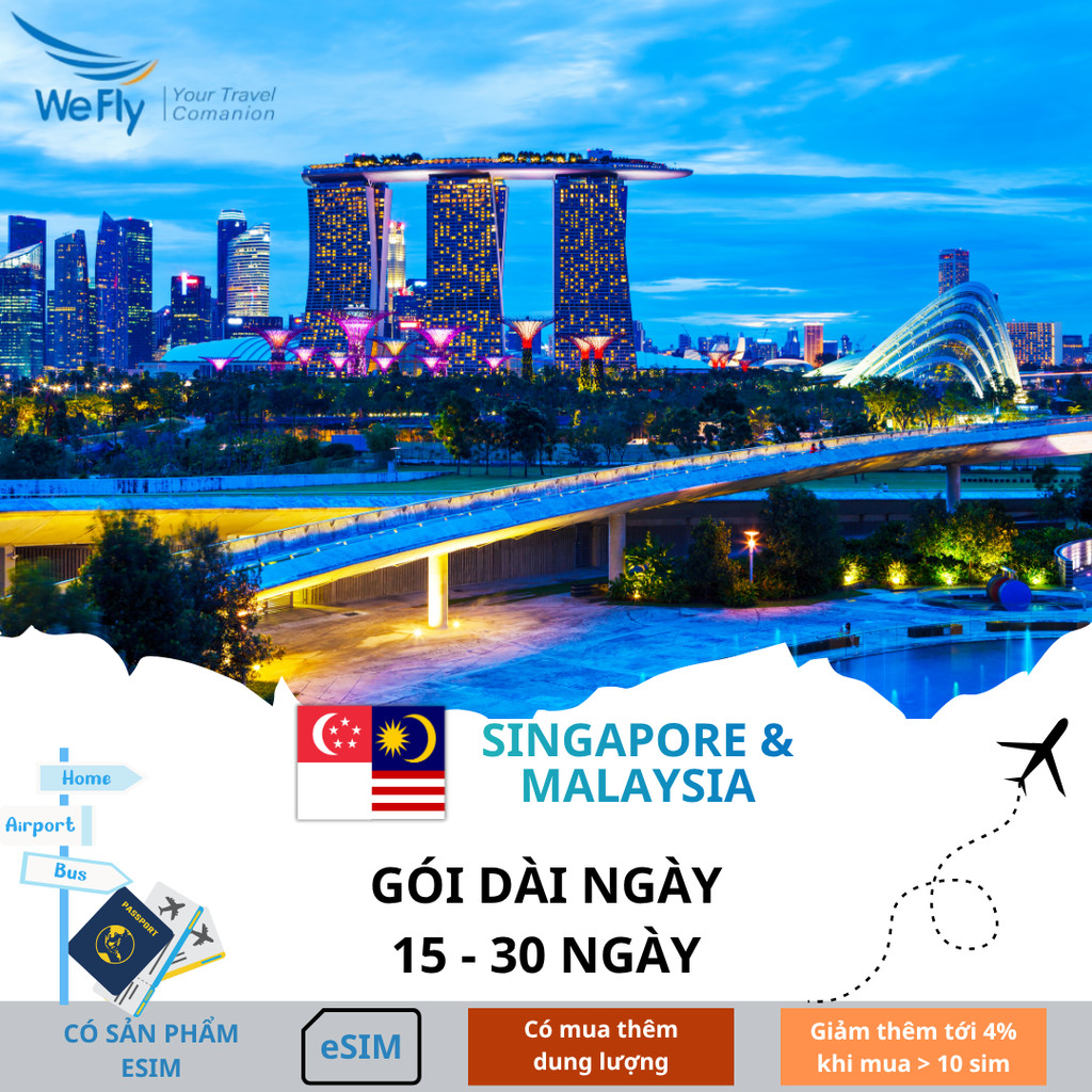 [Gói Dài Ngày] Sim Du Lịch Singapore Malaysia CMLink JOYTEL Tốc Độ Cao Hỗ trợ Giao Nhanh và Esim 15-