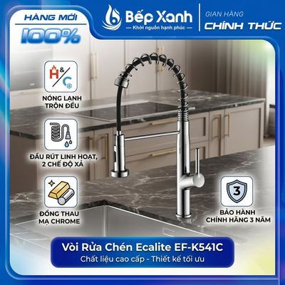 Vòi Rửa Chén Nóng Lạnh Ecalite EF-K541C - Chất Liệu Đồng Thau Mạ Chrome
