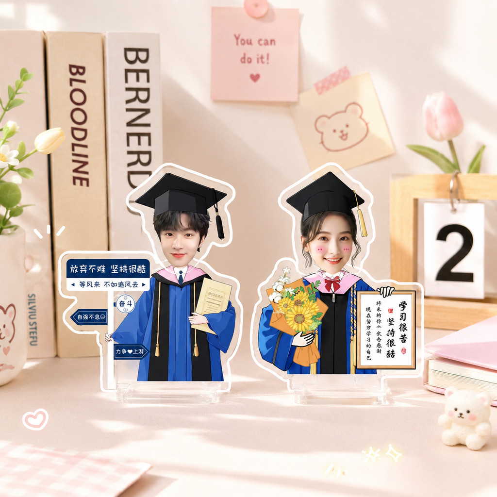 Mô hình standee lắc đầu ghép mặt học sinh tốt nghiệp chụp kỷ yếu in theo yêu cầu, mô hình chạy pin t