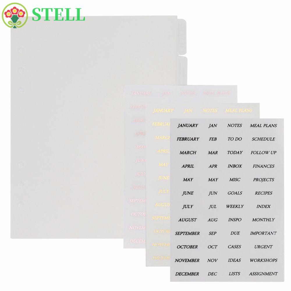 STELL Binder Index Dividers Trang tách trong suốt Văn phòng phẩm sáng tạo 6 cái / 12 cái PVC Binder 