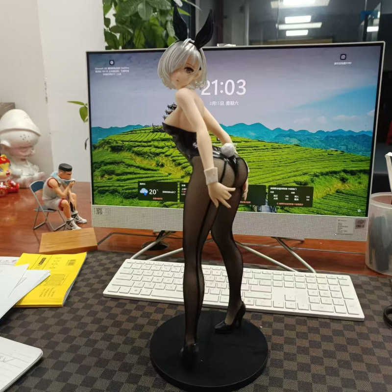 PIOF Beautiful Girl Zao Shao Kui Bunny Girl Figure, 2D Doll Standing Figure, 2D Doll Statue Ornament