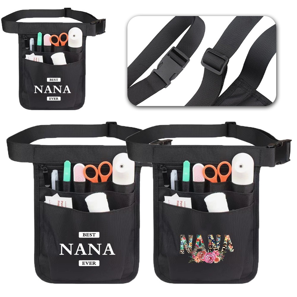 Nurse Waist Pouch Organizer Multifunctional Pocket Pack Nurse Nylon for Accessories Tool Nana Printi