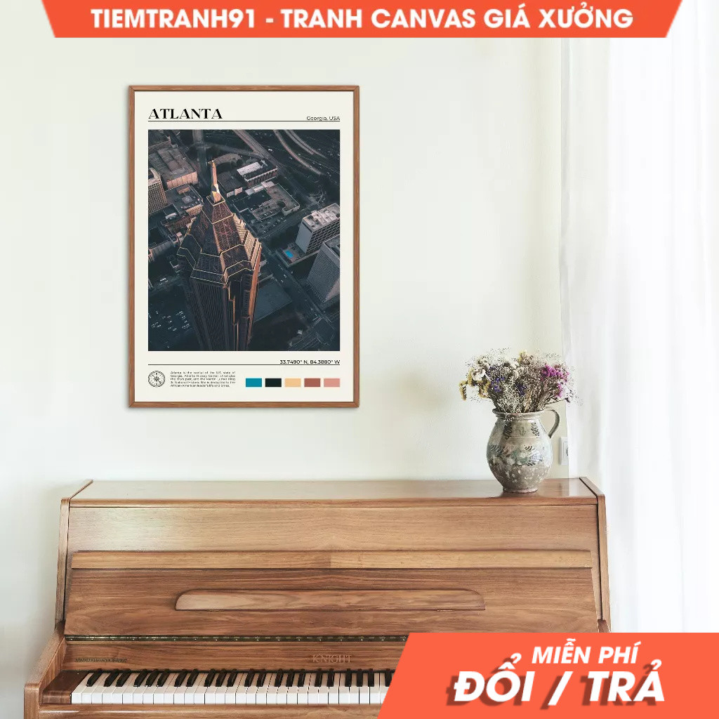 Tranh treo tường, Oil Paint, Atlanta Wall Art, Atlanta Poster, Atlanta Photo, Atlanta Wall Decor, Ge