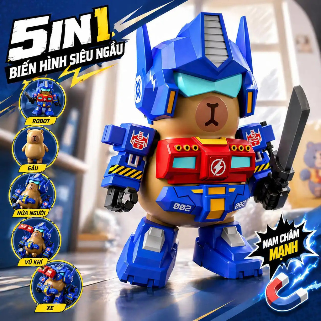 Kết hợp với nam châm mô hình silicon Optimus Prime và Gundam Capybara, khớp di chuyển chất lượng cao