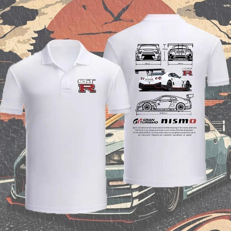 2026 (11) ﻿) ❈ Áo thun Nissan GTR Nissan Polo GTR Nismo Polo R35 R32 Áo thun Cotton thể thao thời tr