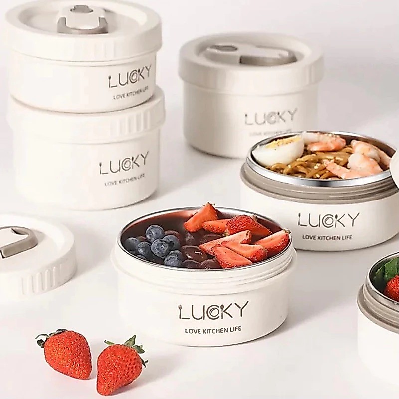 Hộp Cơm Inox Giữ Nhiệt 3 Ngăn Có Túi Lunch Time nhỏ gọn có quai xách tiện lợi - Hộp Cơm Giữ Nhiệt Vă