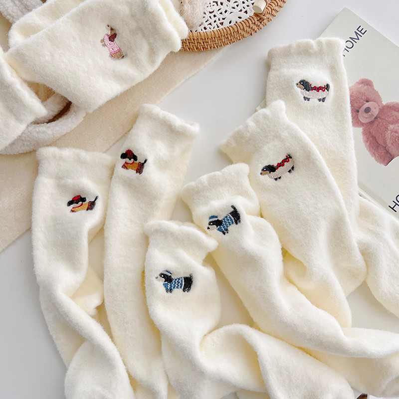 [Gói 5 Cặp] Mùa Đông Dày Ấm Áp Úc Đa Dạng Dachshund Chó Thêu Nữ Giữa @ -