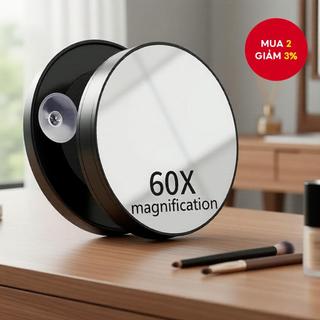  Gương Trang Điểm Phóng Đại 60x, Đế Hút Chân Không Gắn Tường